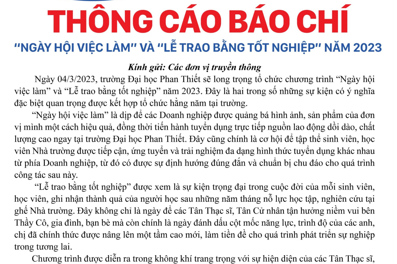 Thông Cáo Báo Chí